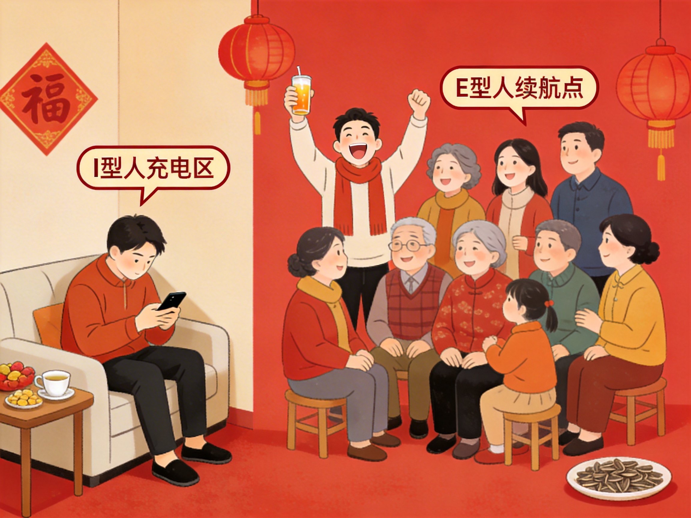  过年社交急救包｜I人躲亲戚指南+E人续航秘籍，告别内耗轻松过年！