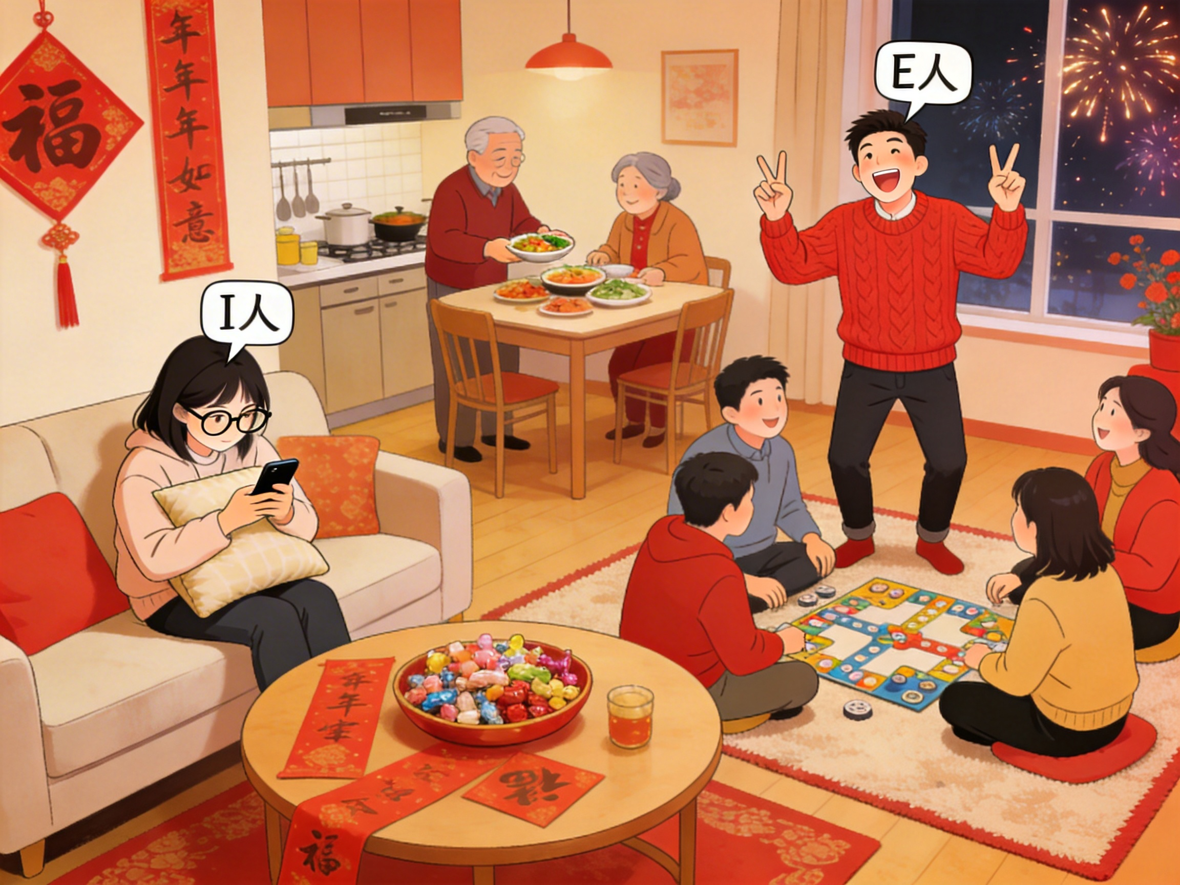 《正月初二亲友局：I人在“省电”，E人在“放电”？MBTI春节社交生存指南》