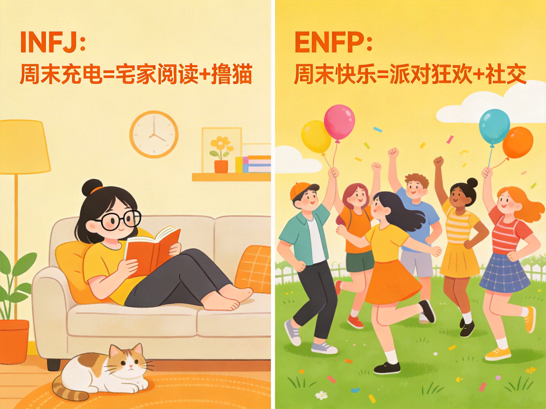 周五预警！你的MBTI决定了周末是「宅家续命」还是「出门狂欢」？